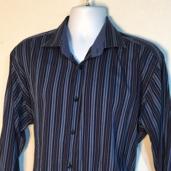 TD Thomas Dean Men’s Shirt Blue Flip Cuffs Button Front 2XL - Picture 6 of 8